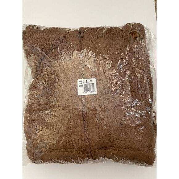 SO Brown Tan Full Zip Up Long Sleeve Sherpa Oversized Teddy Jacket Size S - Picture 2 of 5